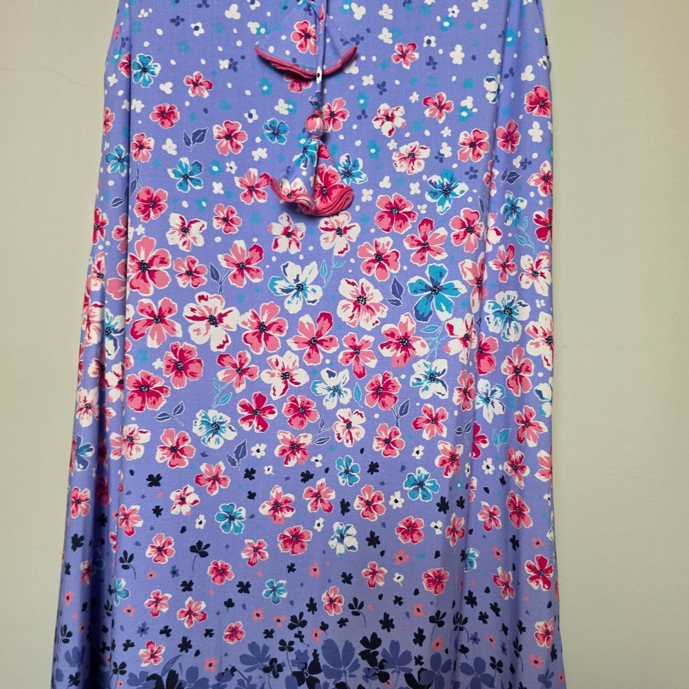 Hatley Floral Print Sleeveless Purple Shift Mini Dress with Tassels Size XS - Picture 7 of 13